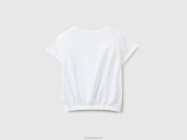 crianças t-shirt de amendoins com elástico na parte inferior Benetton R8L4P5601 preto