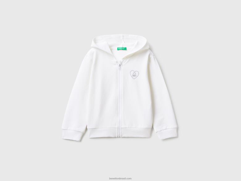 crianças moletom com zíper Benetton R8L4P5623 branco