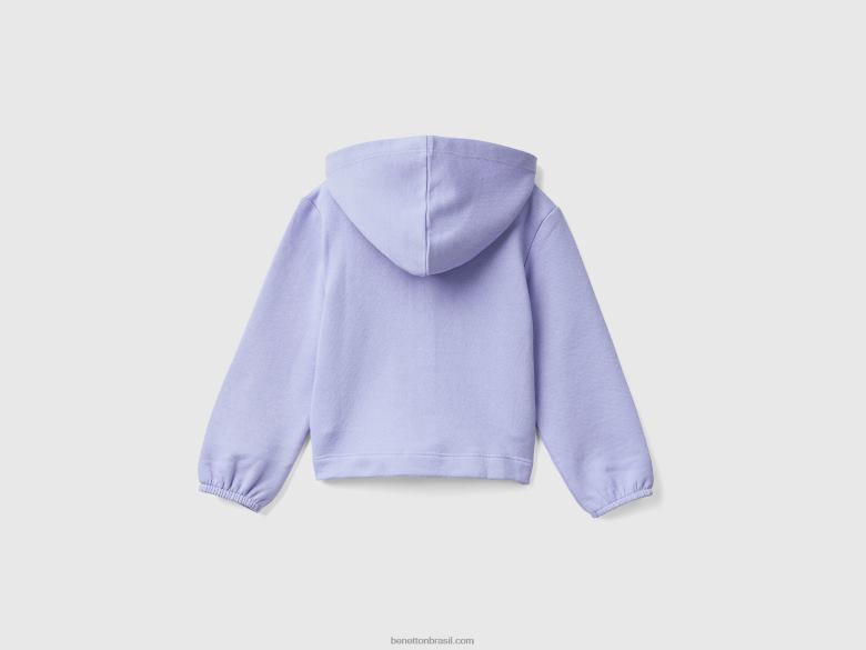 crianças moletom cropped com bordado Benetton R8L4P2909 pervinca