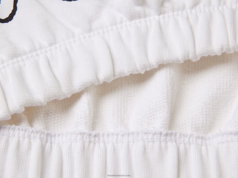 crianças moletom de amendoim com gola redonda Benetton R8L4P5621 branco