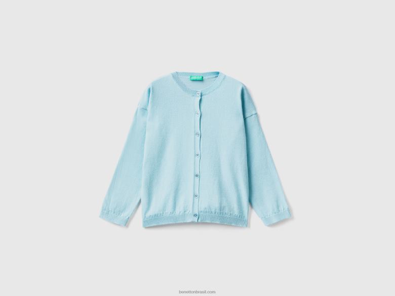 crianças cardigã com botões brilhantes Benetton R8L4P6105 aqua