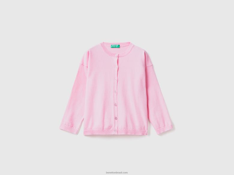 crianças cardigã com botões brilhantes Benetton R8L4P6110 rosa