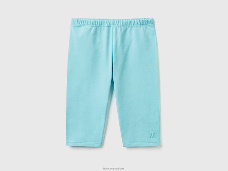 crianças Leggings 3/4 em algodão elástico Benetton R8L4P5662 céu azul