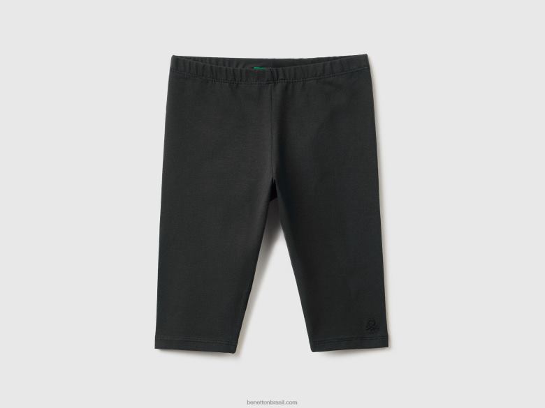 crianças Leggings 3/4 em algodão elástico Benetton R8L4P5665 preto