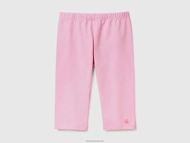 crianças Leggings 3/4 em algodão elástico Benetton R8L4P5686 rosa