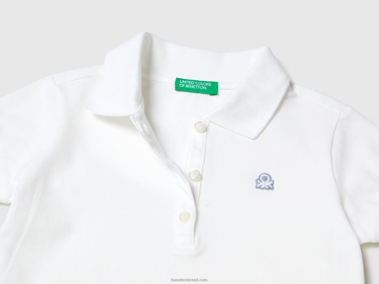 crianças polo regular fit em algodão orgânico Benetton R8L4P2844 branco