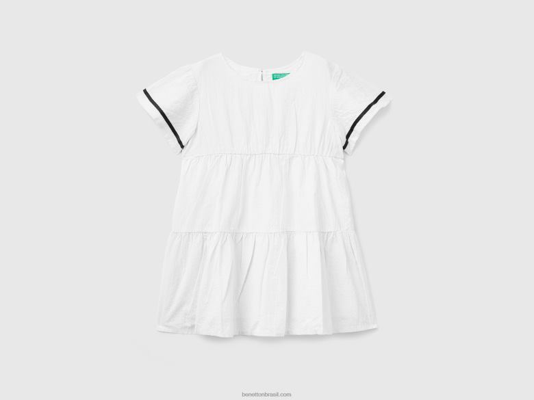 crianças vestido curto com babados Benetton R8L4P2939 branco