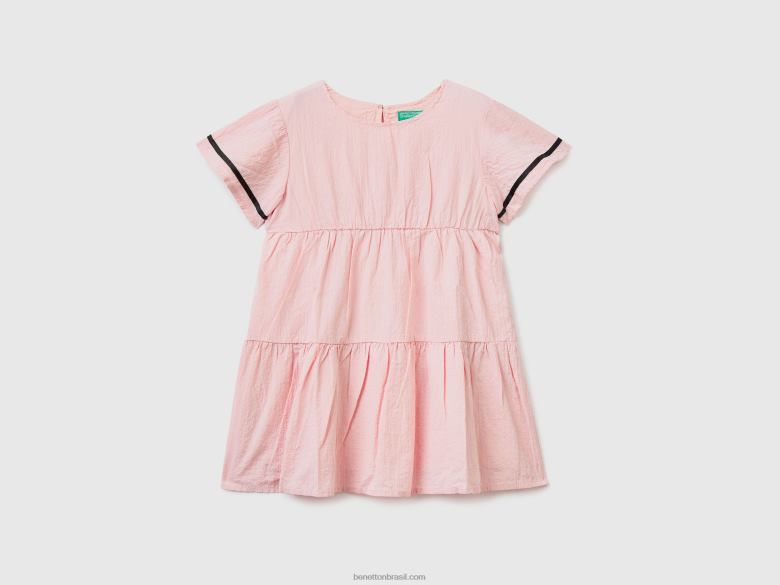 crianças vestido curto com babados Benetton R8L4P5648 Rosa suave