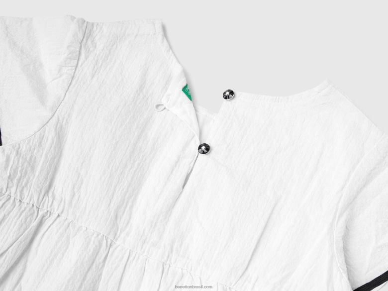crianças vestido curto com babados Benetton R8L4P5655 branco