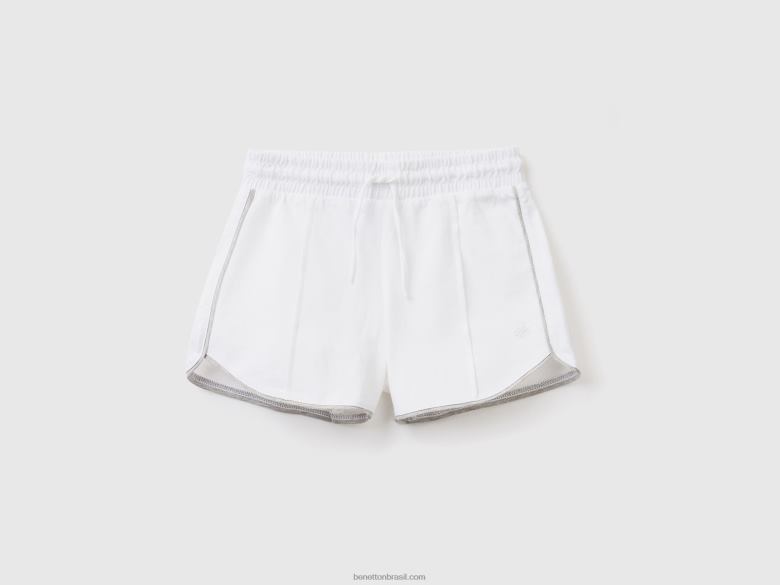 crianças Shorts 100% algodão com cordão Benetton R8L4P2697 branco