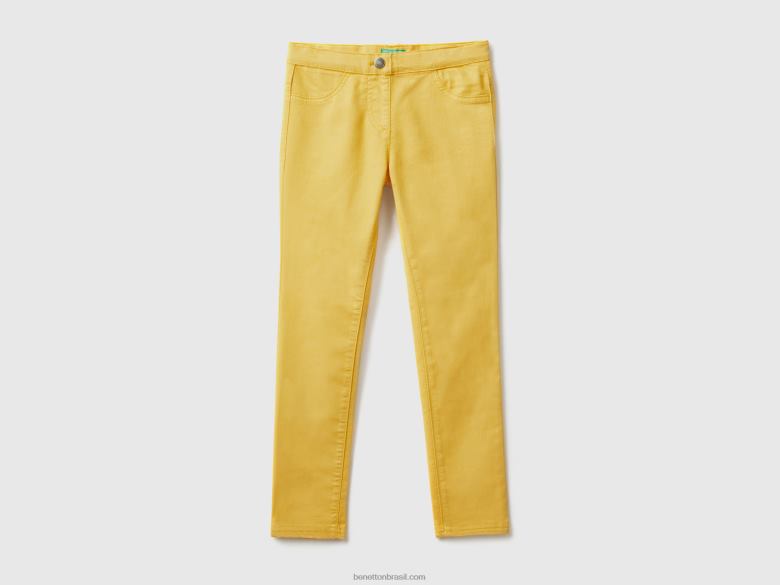 crianças calças super skinny Benetton R8L4P5442 amarelo
