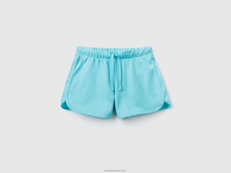 crianças short estilo corredor em algodão orgânico Benetton R8L4P2640 céu azul
