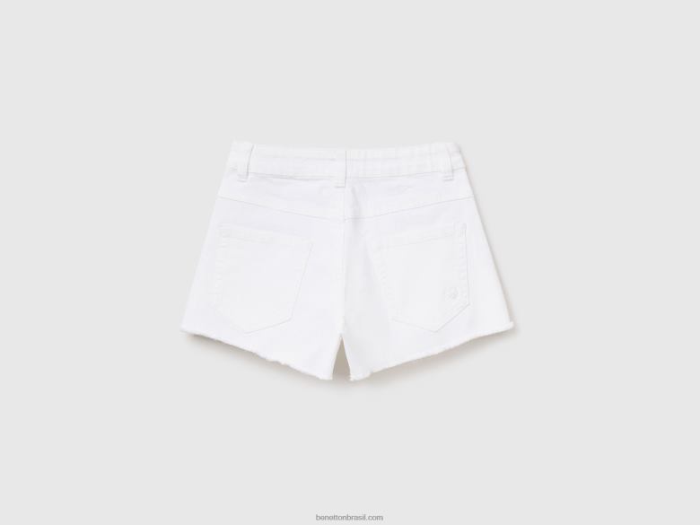 crianças shorts cintura alta desfiados Benetton R8L4P2678 branco