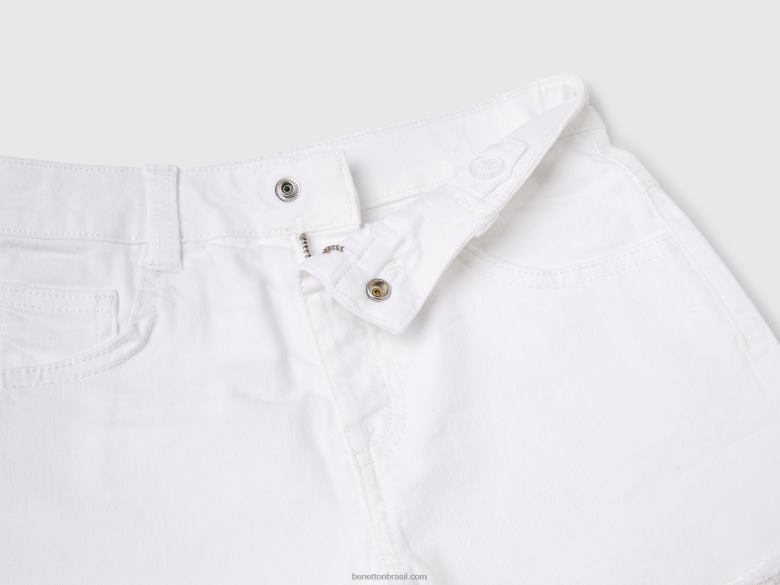 crianças shorts cintura alta desfiados Benetton R8L4P2678 branco