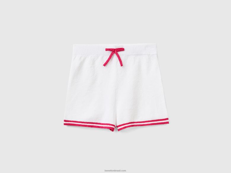 crianças shorts em fio bouclã© com cordão Benetton R8L4P5477 branco