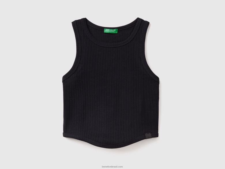 crianças regata com nervuras Benetton R8L4P2499 preto