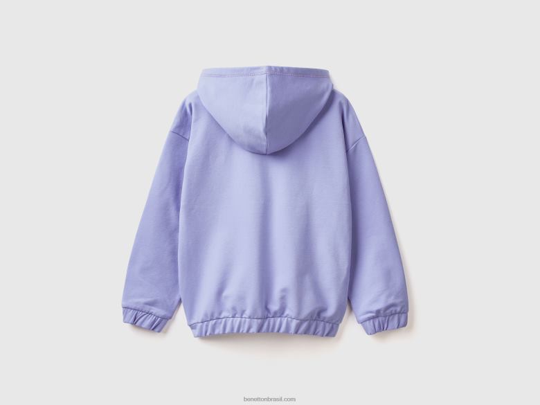 crianças moletom com zíper e logo bordado Benetton R8L4P2510 pervinca