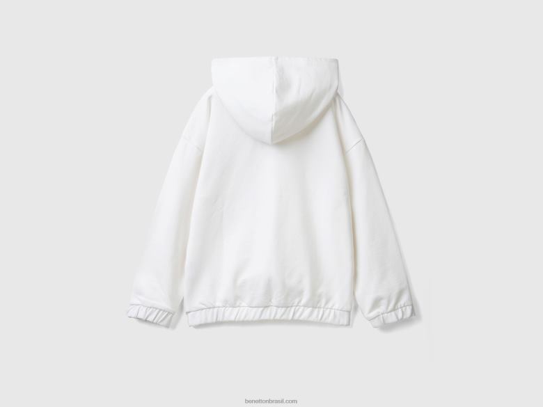 crianças moletom com zíper e logo bordado Benetton R8L4P5350 branco