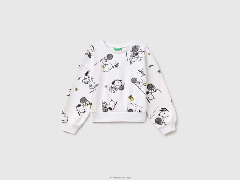 crianças moletom quentinho com estampa de amendoim Benetton R8L4P2552 branco