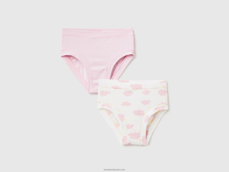 crianças conjunto de cuecas em algodão orgânico super elástico Benetton R8L4P2754 multicolorido