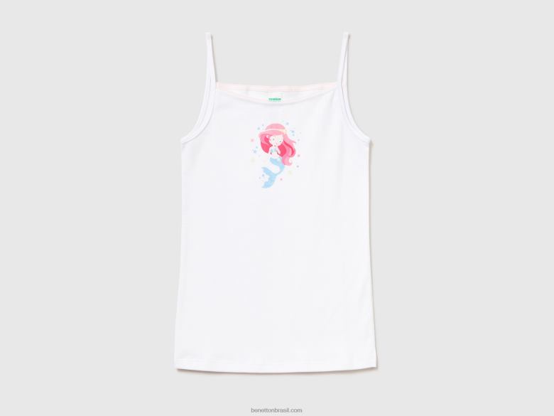 crianças cueca regata com estampa Benetton R8L4P2738 branco