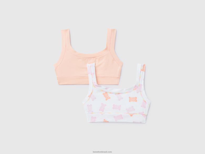 crianças dois sutiãs em algodão orgânico super elástico Benetton R8L4P5506 multicolorido
