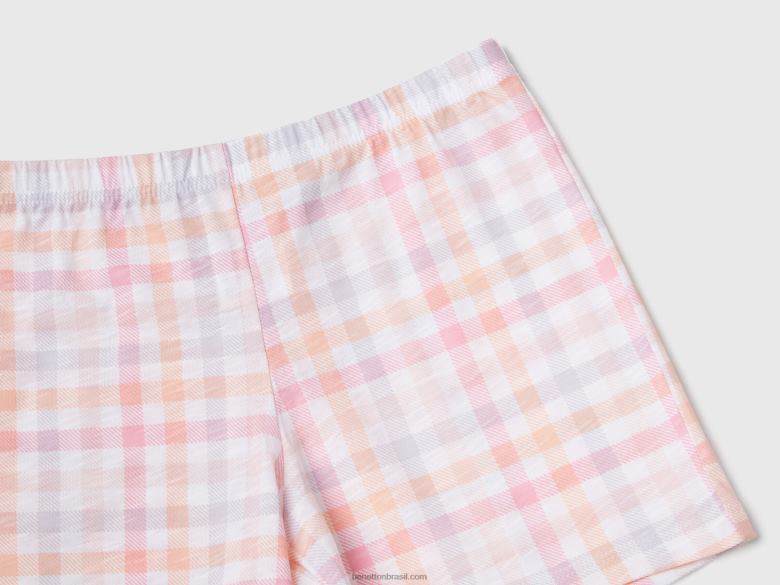 crianças pijama curto com estampa de glitter Benetton R8L4P2762 branco