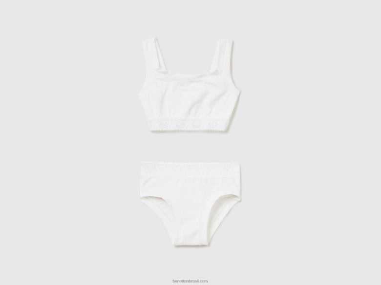 crianças terno de algodão orgânico super elástico Benetton R8L4P2784 branco