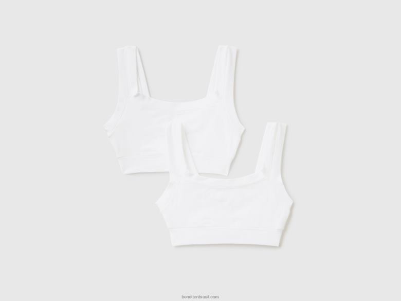 crianças top em algodão orgânico super elástico Benetton R8L4P5521 branco