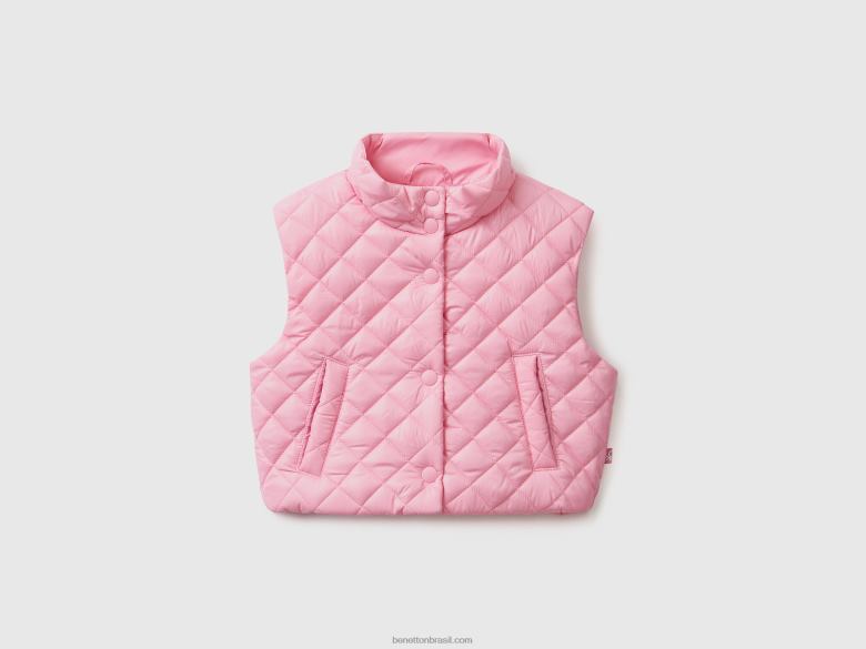 crianças colete acolchoado boxy fit Benetton R8L4P5189 rosa