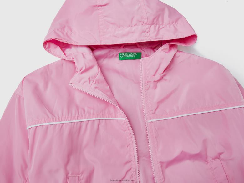 crianças jaqueta de náilon com capuz Benetton R8L4P2424 rosa