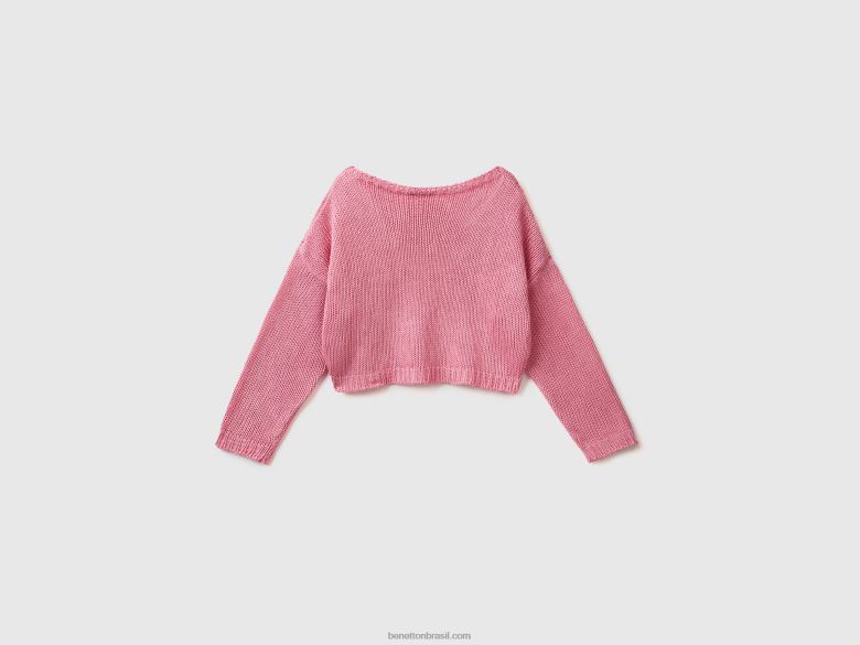 crianças suéter cortado Benetton R8L4P3425 rosa