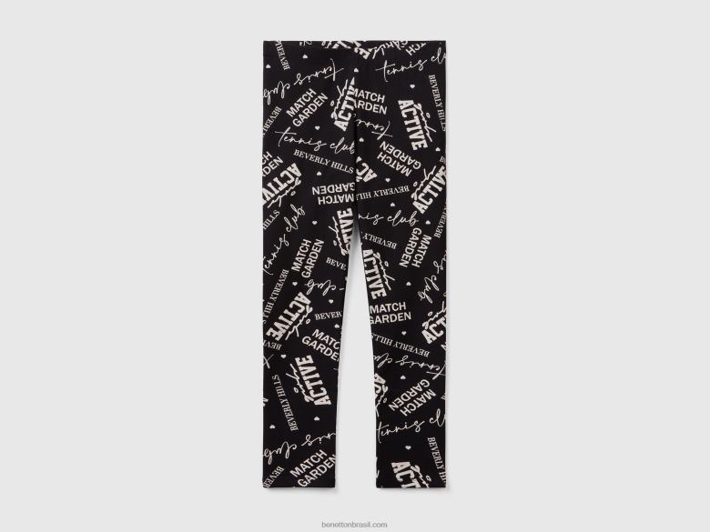 crianças legging com estampa estampada Benetton R8L4P5380 preto