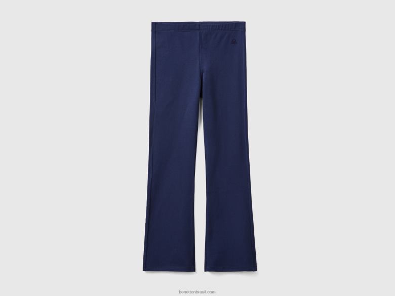 crianças leggings flare em algodão elástico Benetton R8L4P2590 azul escuro