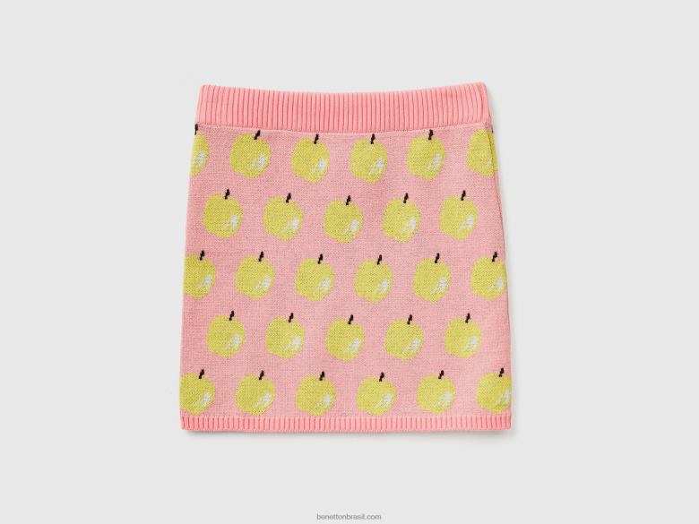 crianças mini saia rosa com estampa de maçã Benetton R8L4P5491 rosa
