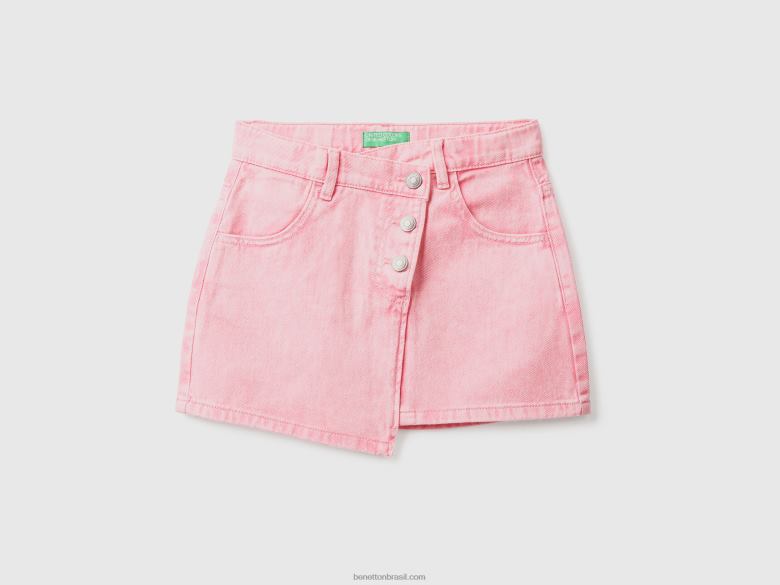 crianças minissaia com botões Benetton R8L4P2728 rosa