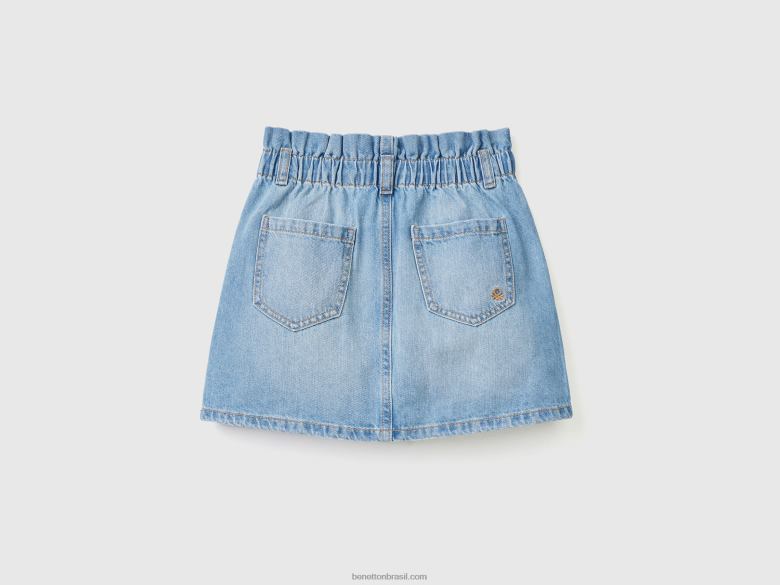 crianças saia jeans paperbag Benetton R8L4P5489 azul