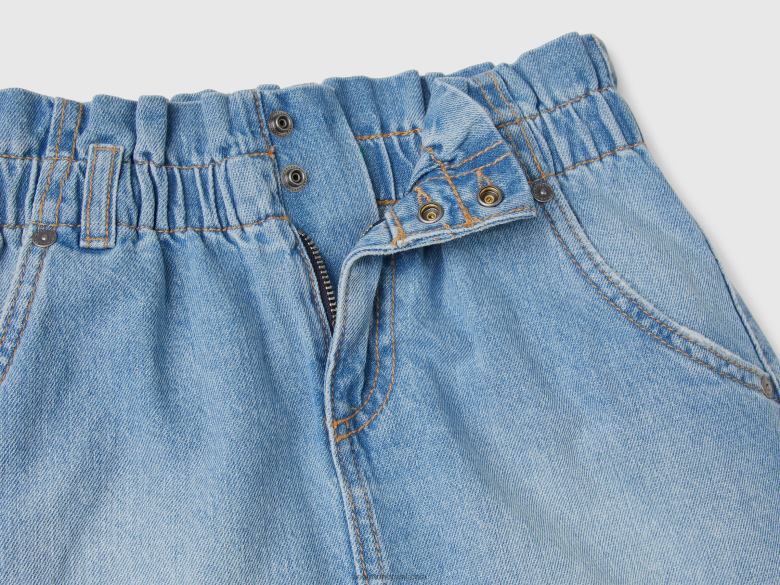 crianças saia jeans paperbag Benetton R8L4P5489 azul