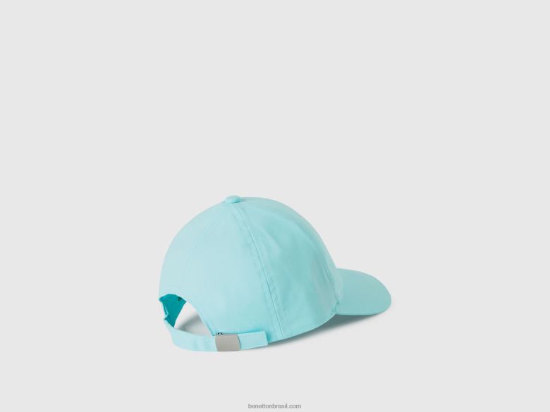 crianças chapéu de algodão com aba Benetton R8L4P2072 turquesa