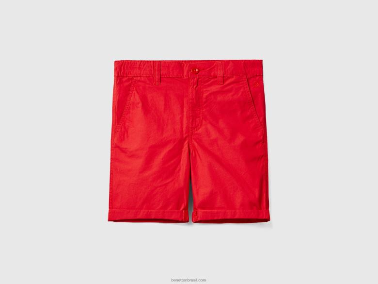 crianças bermuda puro algodão Benetton R8L4P4955 vermelho