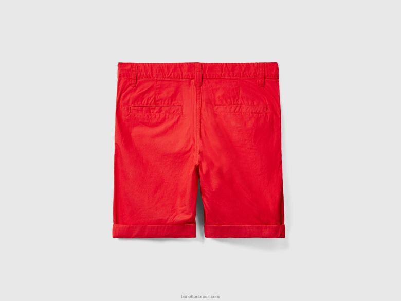 crianças bermuda puro algodão Benetton R8L4P4955 vermelho