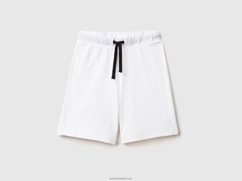 crianças bermudas 100% algodão Benetton R8L4P1979 branco