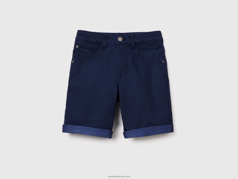 crianças bermudas slim fit Benetton R8L4P1963 azul escuro
