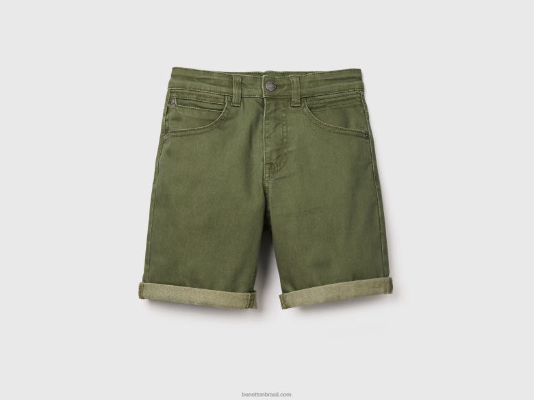 crianças bermudas slim fit Benetton R8L4P1978 verde militar