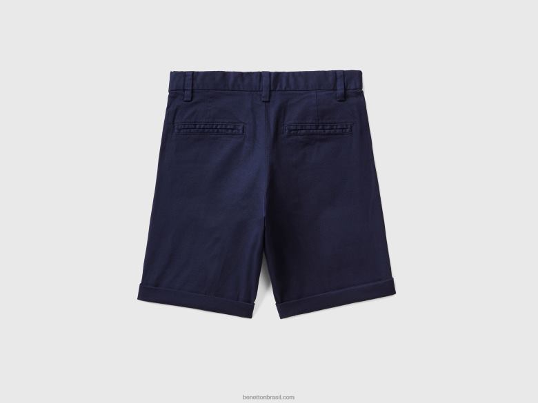 crianças bermudas slim fit Benetton R8L4P4944 azul escuro