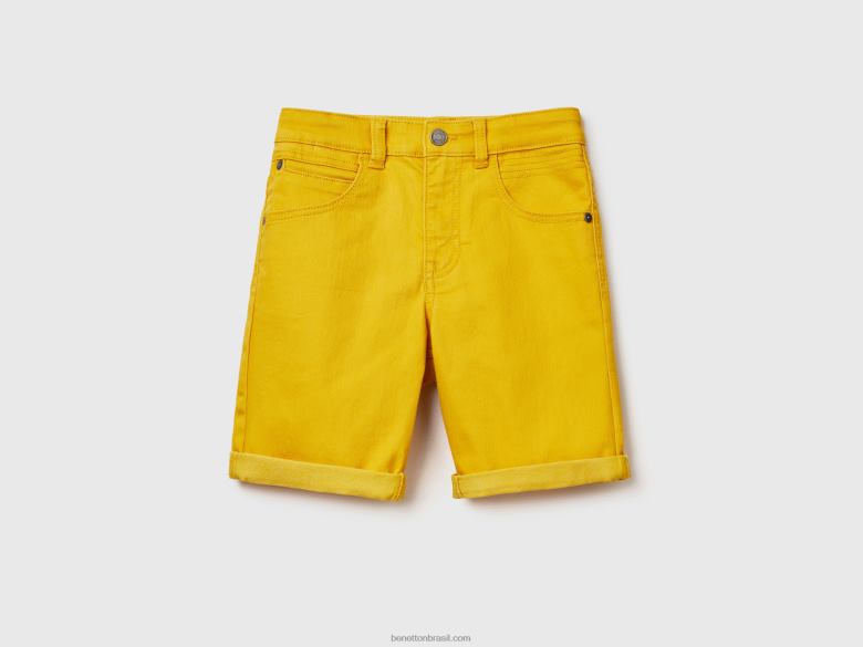 crianças bermudas slim fit Benetton R8L4P4965 amarelo
