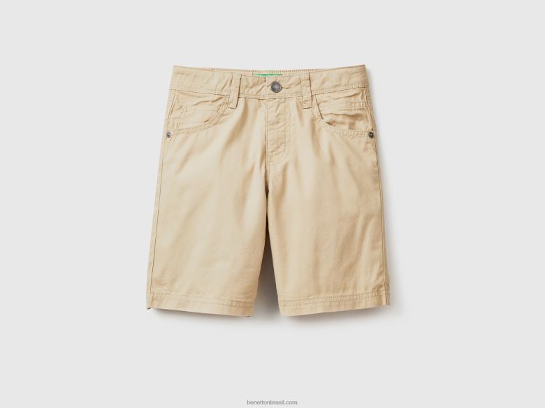 crianças shorts de cinco bolsos Benetton R8L4P4935 bege