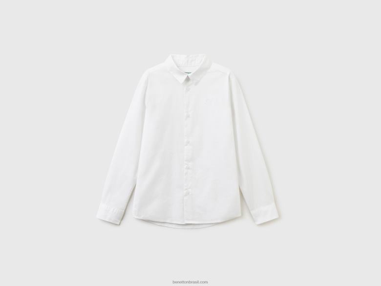 crianças camisa de manga longa slim fit Benetton R8L4P1804 branco