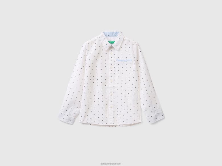 crianças camisa micro estampada Benetton R8L4P1690 branco