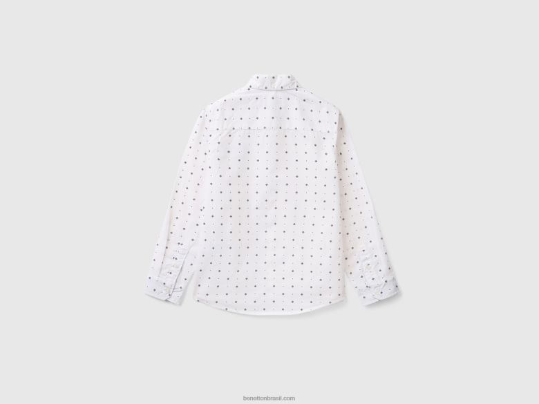 crianças camisa micro estampada Benetton R8L4P1690 branco
